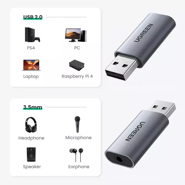 Ugreen CM383 audio adapter - gray 8