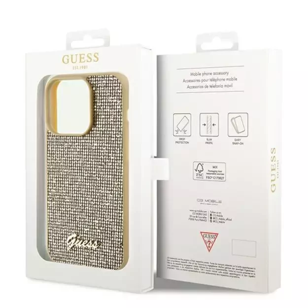 Guess Disco Metal Script case for iPhone 14 Pro Max - gold 7