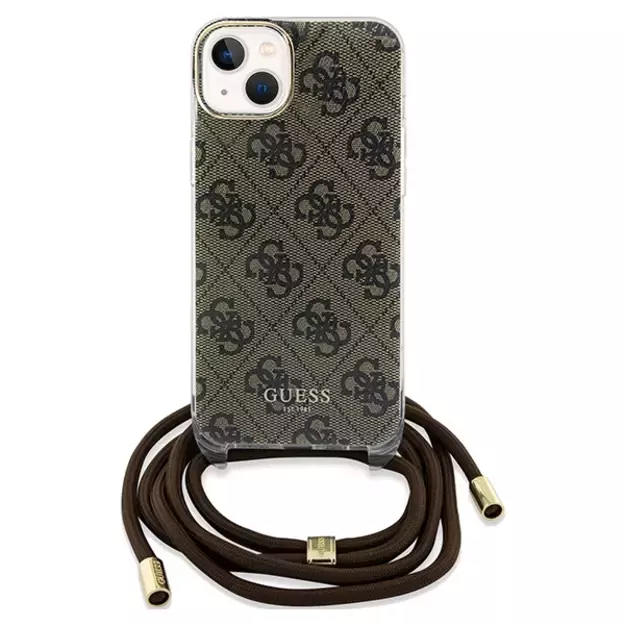 Guess Crossbody Cord 4G Print case for iPhone 15 / 14 / 13 - brown 7