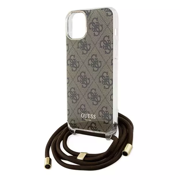 Guess Crossbody Cord 4G Print case for iPhone 15 / 14 / 13 - brown 10
