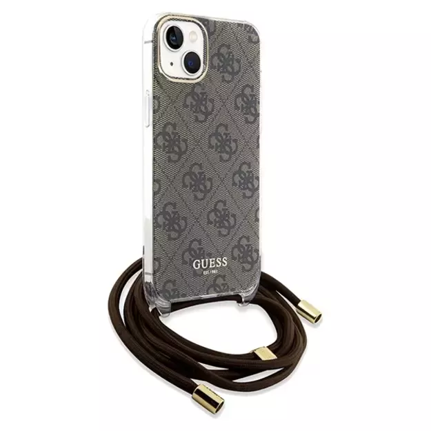 Guess Crossbody Cord 4G Print case for iPhone 15 / 14 / 13 - brown 8