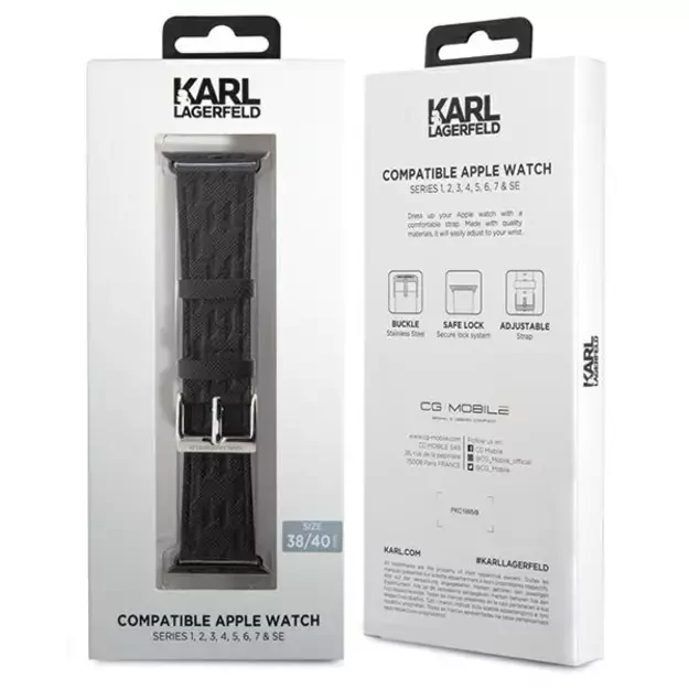 Karl Lagerfeld Saffiano Monogram strap for Apple Watch 38/40/41mm - black 2