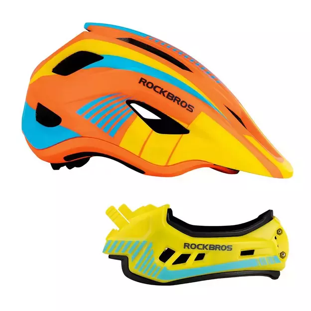Rockbros TT-32SOYB-S children&#39 s bicycle helmet with detachable chinbar, size S - yellow-orange 13