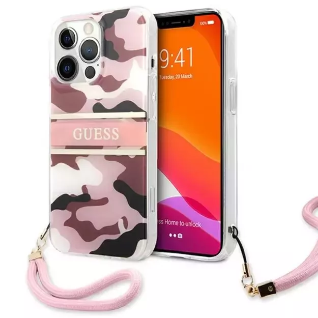 Guess GUHCP13LKCABPI iPhone 13 Pro / 13 6.1&quot  pink/pink hardcase Camo Strap Collection