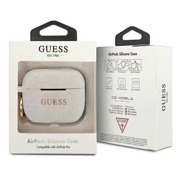 Guess GUACAPSILGLWH AirPods Pro cover biały/white Silicone Glitter 2