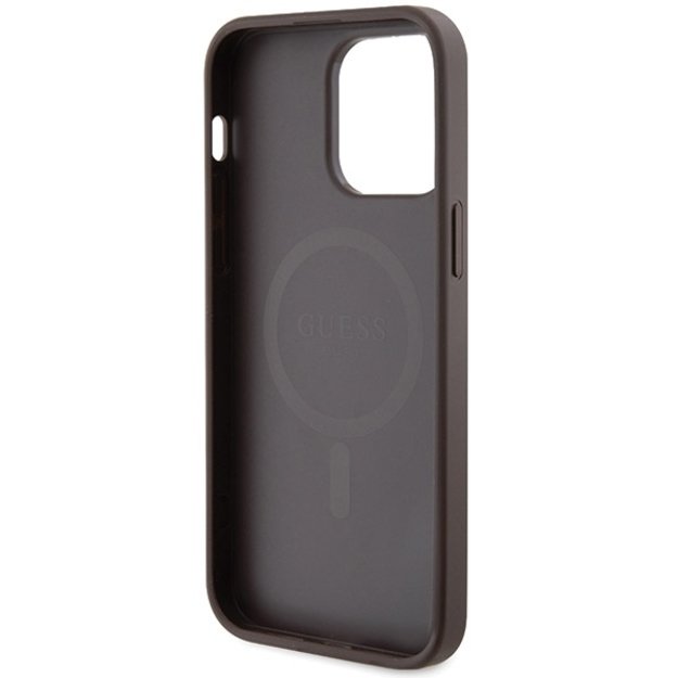 Guess GUHMP15LG4GFRW iPhone 15 Pro 6.1  brown/brown hardcase 4G Collection Leather Metal Logo MagSafe 6
