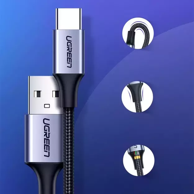Ugreen US288 60126 USB-A / USB-C QC 3.0 3A 1m Cable - Gray 5