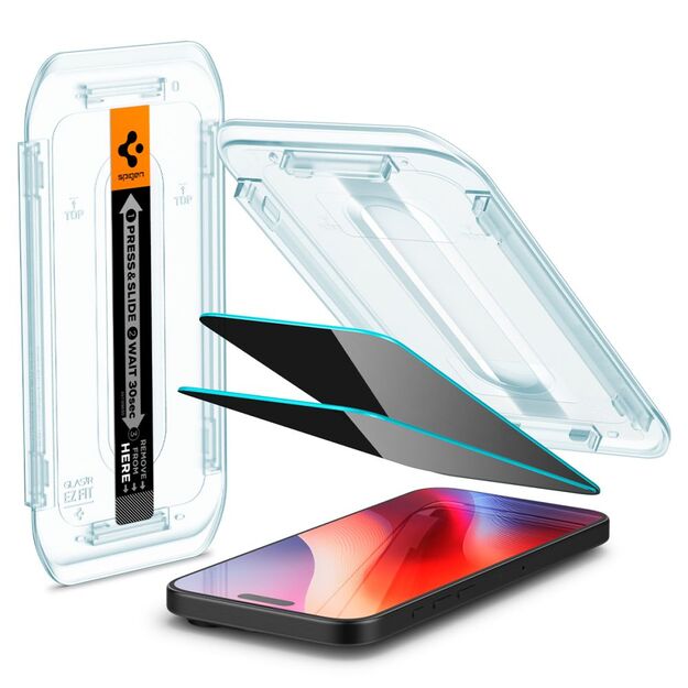 Spigen Glas.tR EZ Fit Privacy Tempered Glass for iPhone 16 Pro - 2 pcs. 1
