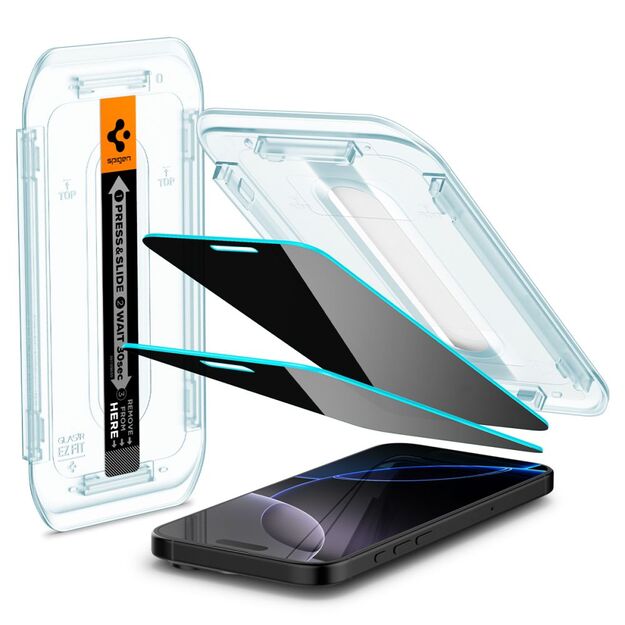 Spigen Glas.tR EZ Fit Privacy Tempered Glass for iPhone 16 Pro - 2 pcs. 4