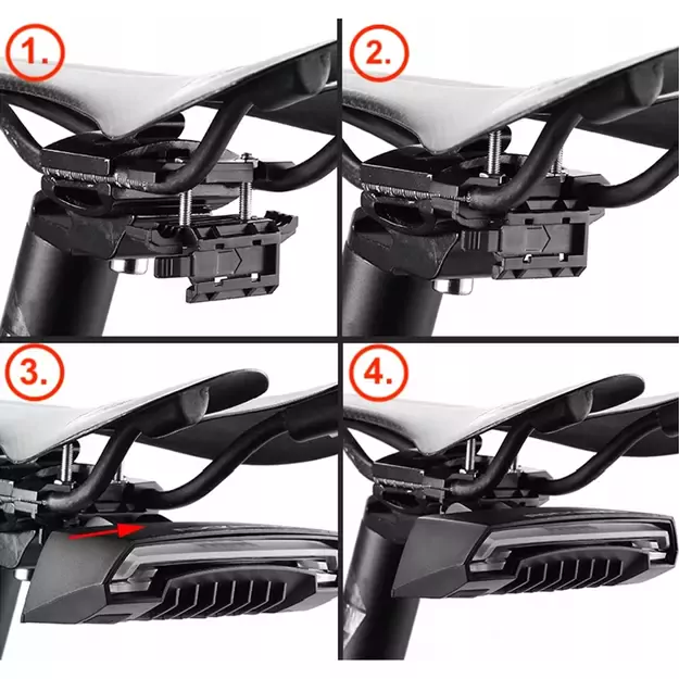 Rockbros LKWD-R1 Rear Bike Light with Laser and Remote Control + Micro USB - USB-A Cable - Black 7