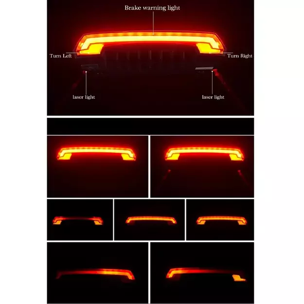 Rockbros LKWD-R1 Rear Bike Light with Laser and Remote Control + Micro USB - USB-A Cable - Black 3