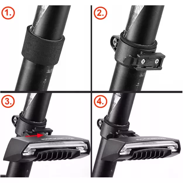 Rockbros LKWD-R1 Rear Bike Light with Laser and Remote Control + Micro USB - USB-A Cable - Black 8