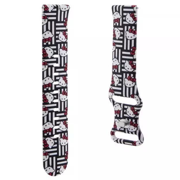 Hello Kitty Silicone Heads & Stripes universal 20mm - black 2