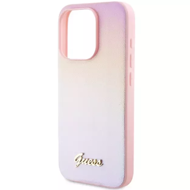 Guess Saffiano Iridescent Script case for iPhone 14 Pro - pink 4