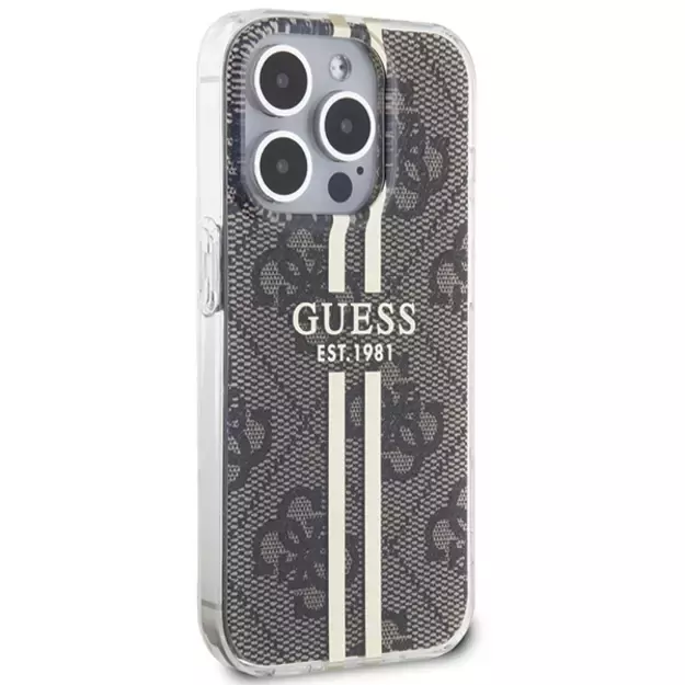 Guess IML 4G Gold Stripe case for iPhone 15 Pro - brown 10