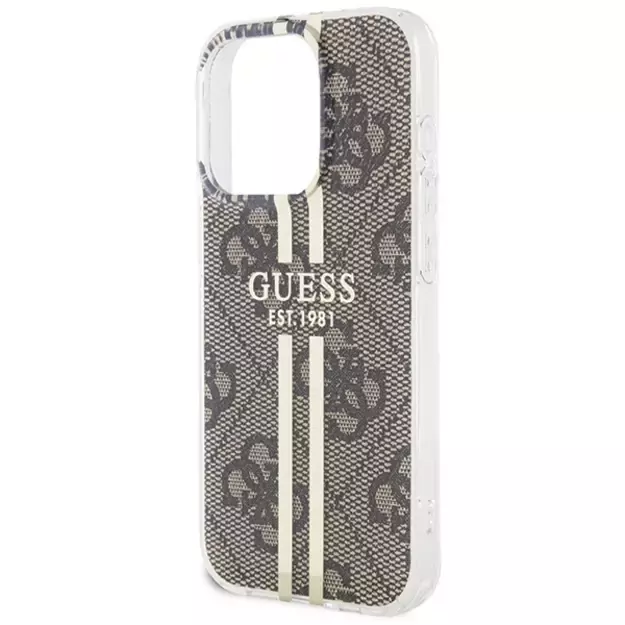 Guess IML 4G Gold Stripe case for iPhone 15 Pro - brown 12
