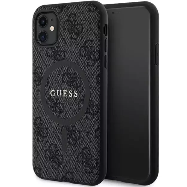 Guess GUHMN61G4GFRK iPhone 11 6.1  / Xr black/black hardcase 4G Collection Leather Metal Logo MagSafe