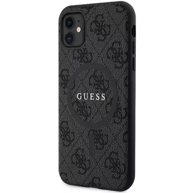 Guess GUHMN61G4GFRK iPhone 11 6.1  / Xr black/black hardcase 4G Collection Leather Metal Logo MagSafe 8