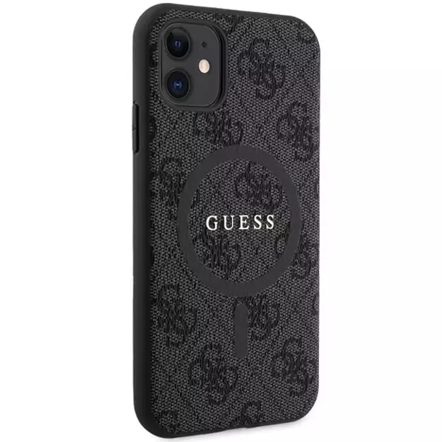 Guess GUHMN61G4GFRK iPhone 11 6.1  / Xr black/black hardcase 4G Collection Leather Metal Logo MagSafe 10