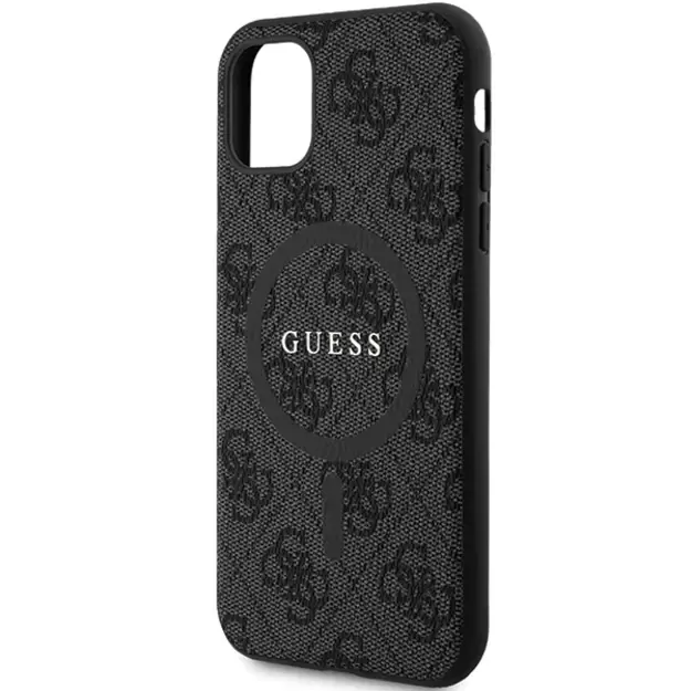Guess GUHMN61G4GFRK iPhone 11 6.1  / Xr black/black hardcase 4G Collection Leather Metal Logo MagSafe 12