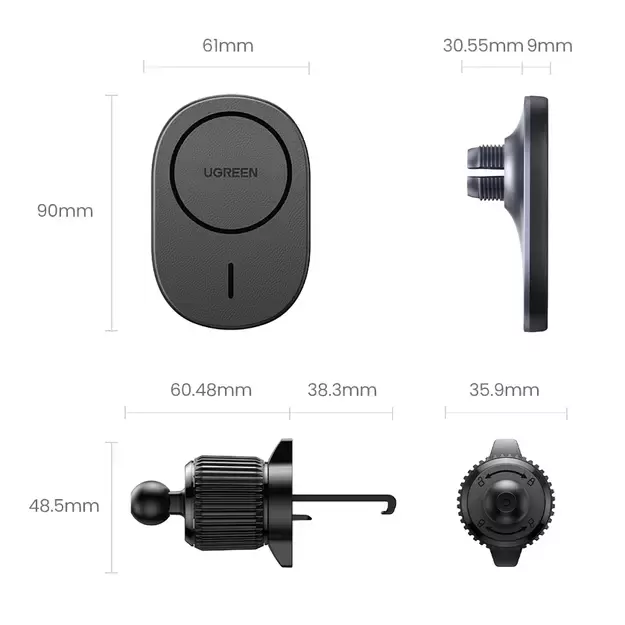 Ugreen CD345 magnetic car holder for air vent - black 1