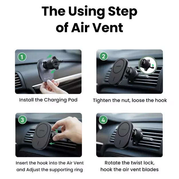 Ugreen CD345 magnetic car holder for air vent - black 3