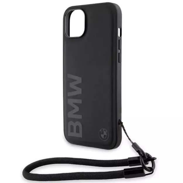 BMW Signature Leather Wordmark Cord case for iPhone 15 Plus / 14 Plus - black 4