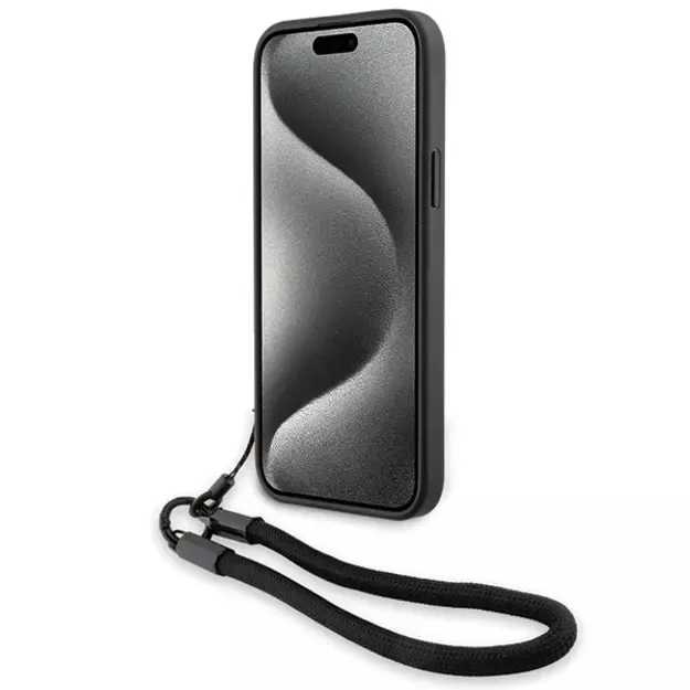 BMW Signature Leather Wordmark Cord case for iPhone 15 Plus / 14 Plus - black 3