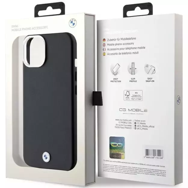 BMW Signature Wrapped Metal MagSafe Case for iPhone 14/15/13 - Black 7