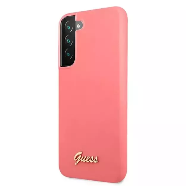 Guess GUHCS22MLSLMGFU S22+ S906 fuchsia/fuchsia hardcase Silicone Script Metal Logo 1