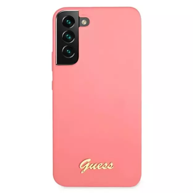 Guess GUHCS22MLSLMGFU S22+ S906 fuchsia/fuchsia hardcase Silicone Script Metal Logo 2
