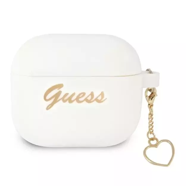 Guess GUA3LSCHSH AirPods 3 cover white/white Silicone Charm Heart Collection