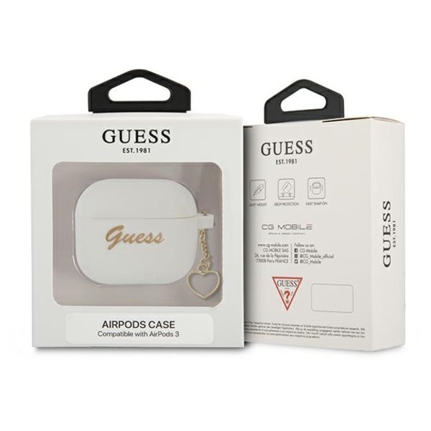 Guess GUA3LSCHSH AirPods 3 cover white/white Silicone Charm Heart Collection 2