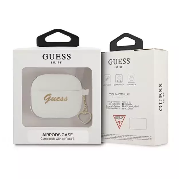 Guess GUA3LSCHSH AirPods 3 cover white/white Silicone Charm Heart Collection 4