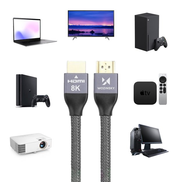 Wozinsky cable HDMI 2.1 8K 60 Hz 48 Gbps / 4K 120 Hz / 2K 144 Hz 2 m silver (WHDMI-20) 23