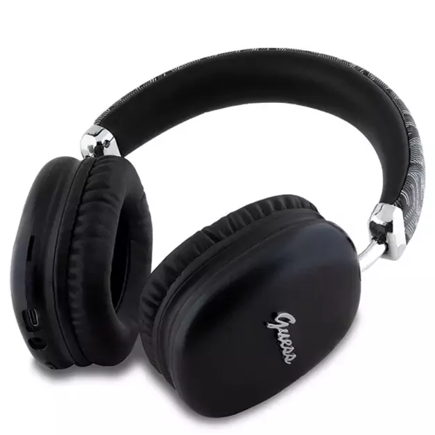 Guess GCube Metallic Script Logo Headphones - Black 1