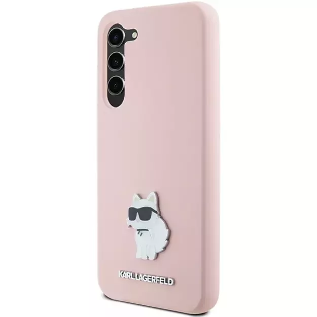 Karl Lagerfeld Silicone Choupette Metal Pin case for Samsung Galaxy S23+ - pink 1