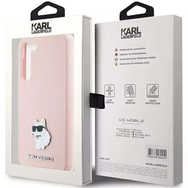 Karl Lagerfeld Silicone Choupette Metal Pin case for Samsung Galaxy S23+ - pink 7