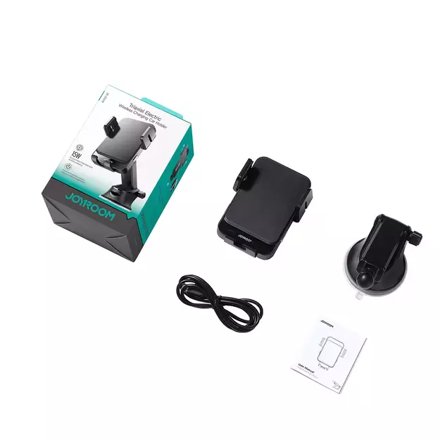 Joyroom JR-ZS219 electric dashboard mount with 15W inductive charger - black 19