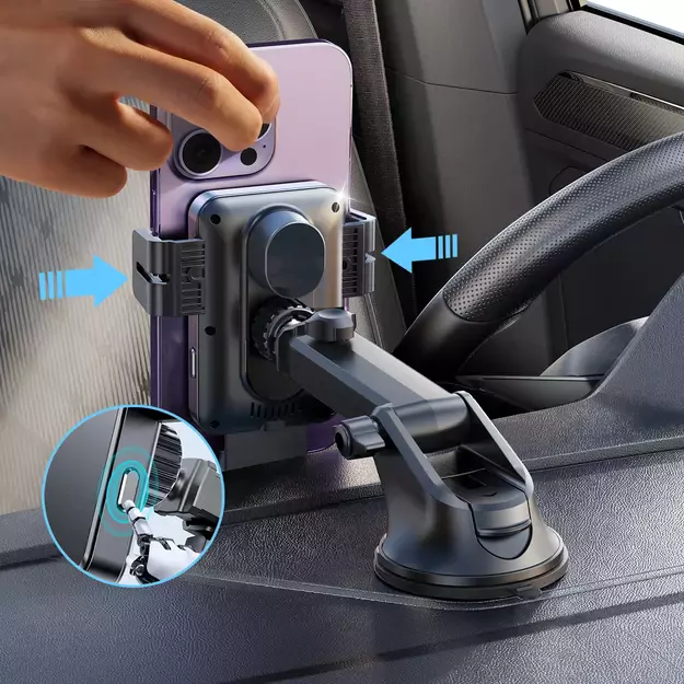 Joyroom JR-ZS219 electric dashboard mount with 15W inductive charger - black 23