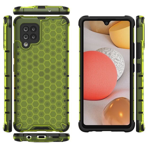 Honeycomb Case armor cover with TPU Bumper for Samsung Galaxy A42 5G green 14
