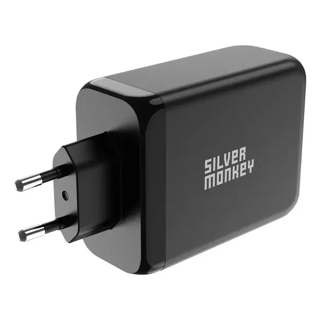 Silver Monkey SMA153 200W GaN charger 3xUSB-C PD USB-A QC 3.0 - black 3