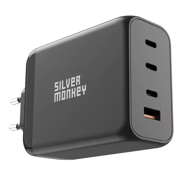 Silver Monkey SMA153 200W GaN charger 3xUSB-C PD USB-A QC 3.0 - black 1