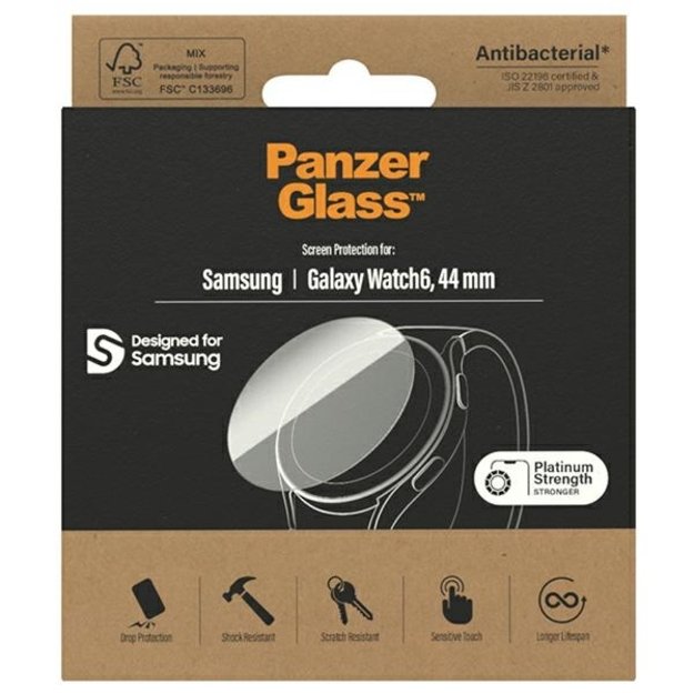 Antibacterial PanzerGlass Screen Protector for Samsung Galaxy Watch 6 44 mm 3