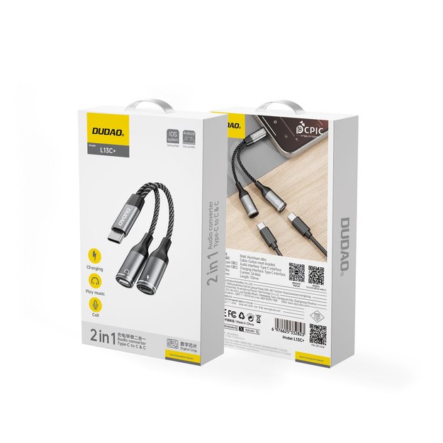Dudao L13C+ 2in1 USB-C Adapter - Gray 1