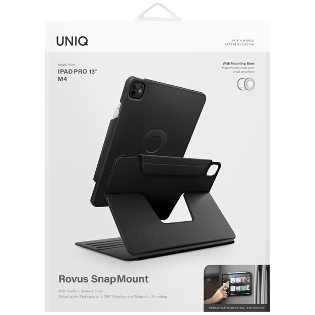 Uniq Rovus Snapmount Magnetic 360 Rotating Detachable case for iPad Pro 13&quot  2024 (7th generation) - black 9