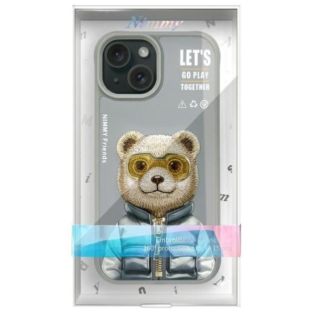 Nimmy Cool&amp Cute 2.0 Bear Case for iPhone 15 - Gray 12