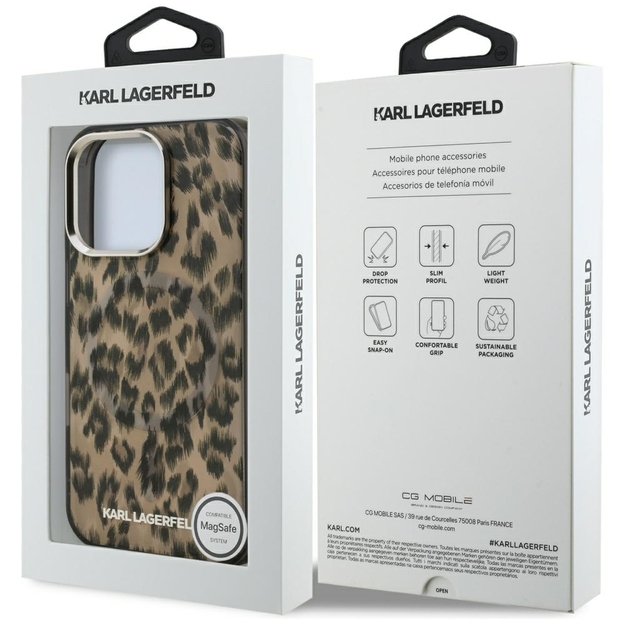 Karl Lagerfeld IML Leopard Pattern MagSafe Case for iPhone 16 Pro - Brown 7