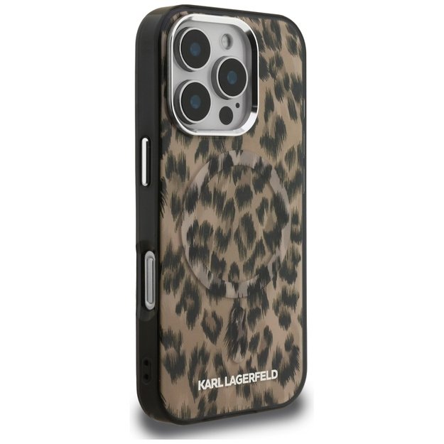 Karl Lagerfeld IML Leopard Pattern MagSafe Case for iPhone 16 Pro - Brown 3