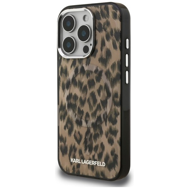 Karl Lagerfeld IML Leopard Pattern MagSafe Case for iPhone 16 Pro - Brown 1